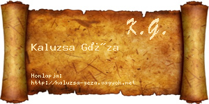 Kaluzsa Géza névjegykártya